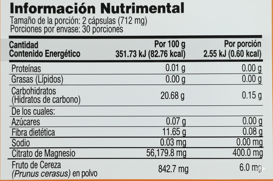 B-TAL MG | Citrato de Magnesio y Cereza | 60 Capsulas