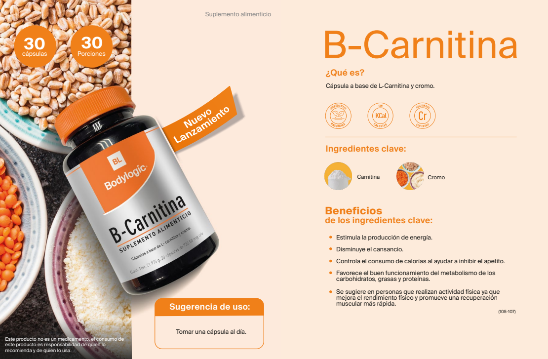 B-Carnitina Cápsula a base de L-Carnitina y cromo