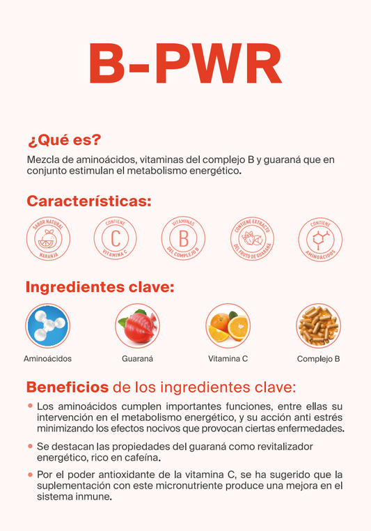 B-PWR | Mezcla de aminoácidos, vitaminas del complejo B y guaraná