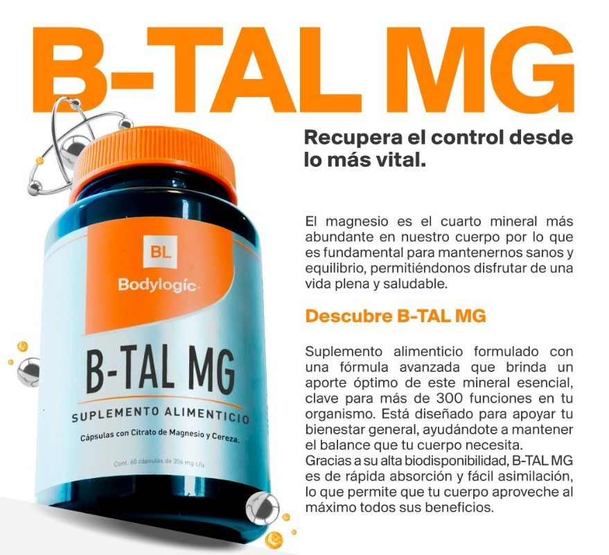 B-TAL MG | Citrato de Magnesio y Cereza | 60 Capsulas