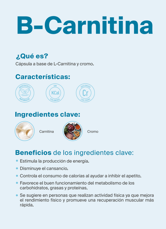 B-Carnitina Cápsula a base de L-Carnitina y cromo