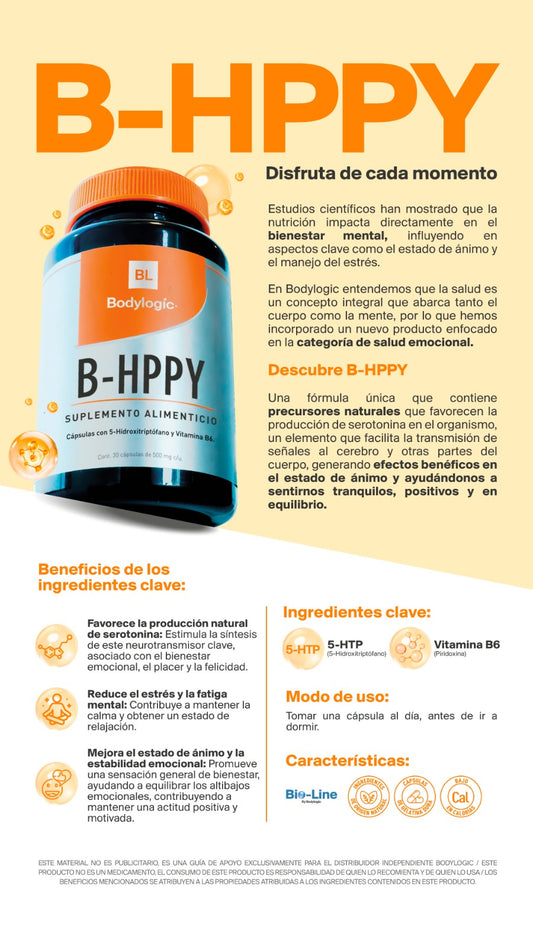 B-HPPY | Con 5 Hidroxitriptofano y Vitamina B6 | 30 Capsulas