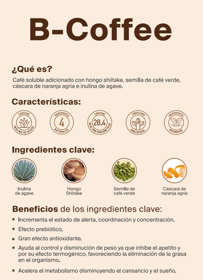 B-Coffe de Olla con Semilla de Café Verde, Hongo Shiitake, Inulina de Agave y Naranja Agria