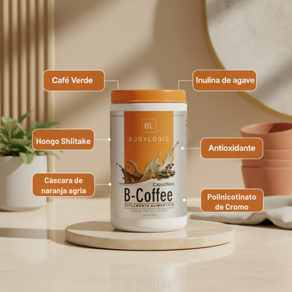 B-Coffee Capuchino con Semilla de Café Verde, Hongo Shiitake, Inulina de Agave y Naranja Agria