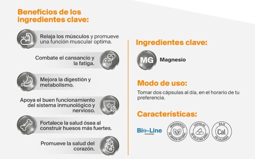 B-TAL MG | Citrato de Magnesio y Cereza | 60 Capsulas