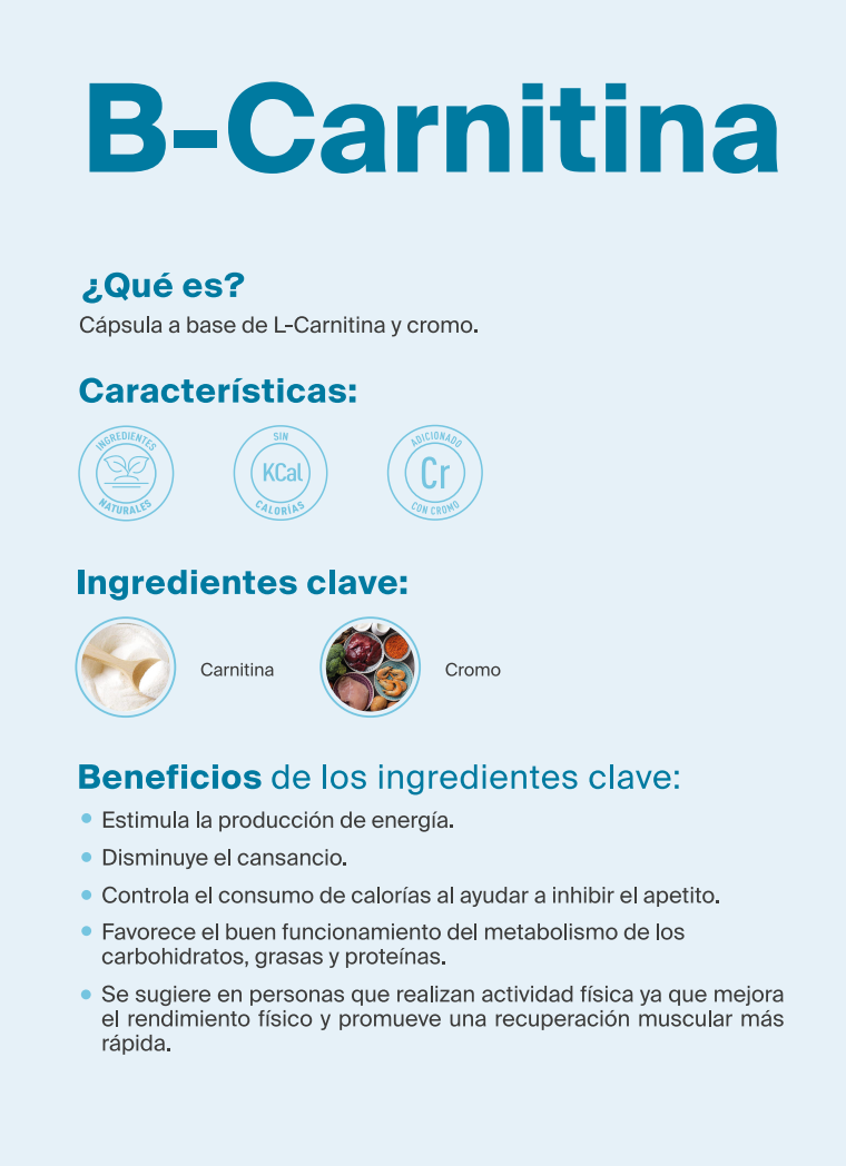B-Carnitina Cápsula a base de L-Carnitina y cromo