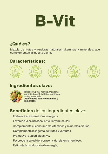 B-Vit | Multivitamínico natural adicionado con 18 vitaminas y minerales