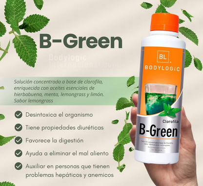 B-Green Clorofila Pura con aceites esenciales de hierbabuena, menta y limón 100% natural | 450ml